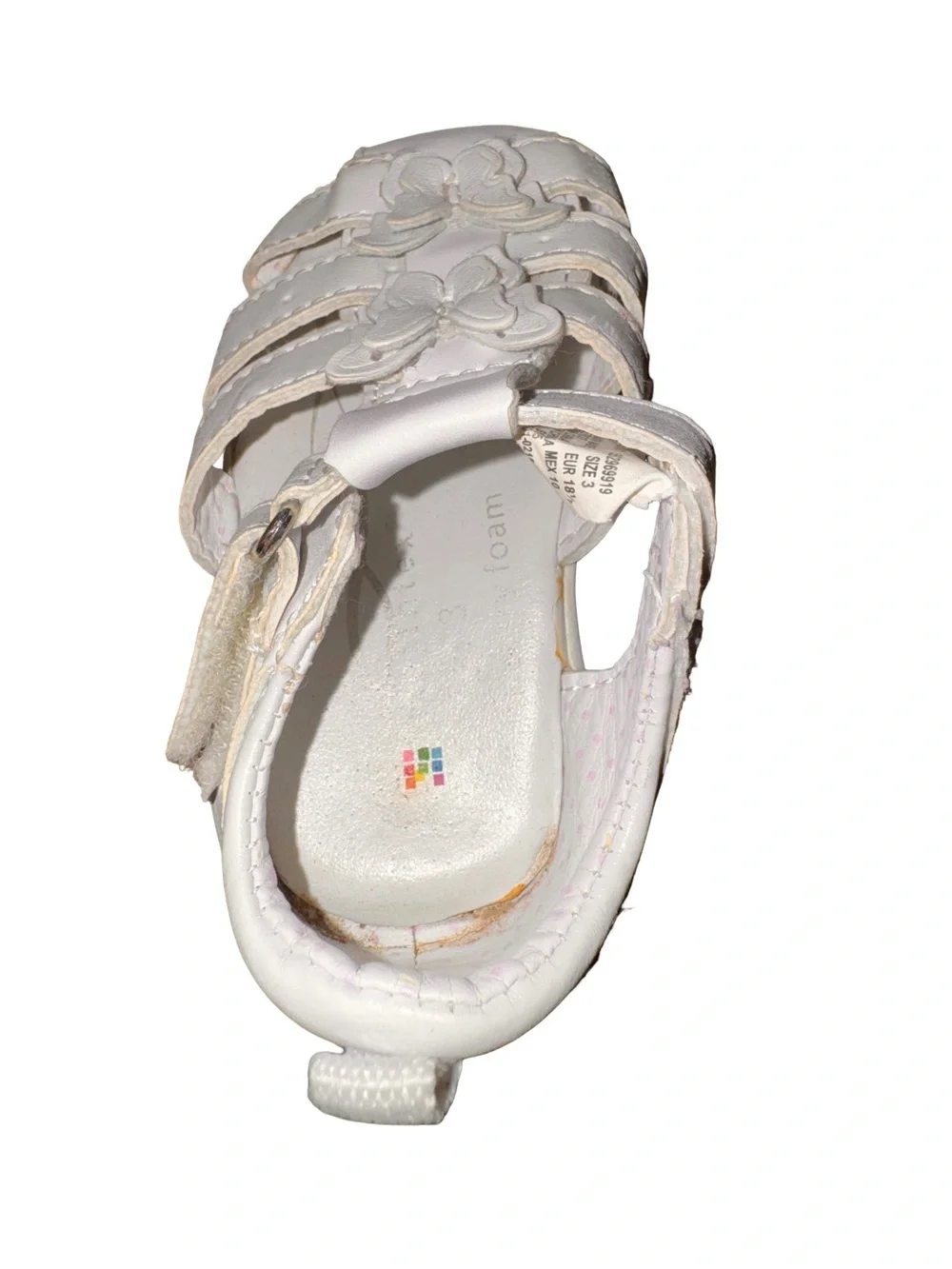 healthtex White Baby Walker Sandal with Butterfly Appliques Size 3